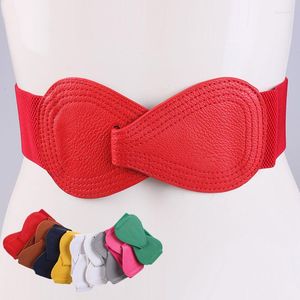 Riemen vrouwen vintage taille riem dame boog taillebands mode rood elastisch tailleband massief zwart wit brede faux lederen korset