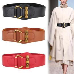 Riemen vrouwen brede taille elastische stretch mode tie-in versiering jas riem ontwerpersexy solide kleur luxe taillebandwaist afdichting