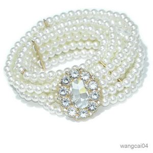 Ceintures Ceinture en perles blanches pour femmes, boucle en strass et embellissement Floral, ceinture élastique réglable pour un usage quotidien