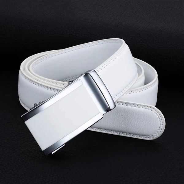 Ceintures WOWTIGER nouveau 3.5 cm blanc hommes conception ceinture en cuir avec boucle automatique réglable de haute qualité luxe hommes marque ceinture Q240401