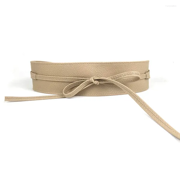 Cinturones Wrap Around Belt Portátil Ancho Mujeres Cintura Moda Durable Vestido Decoración Corsé Regalos Ligero Bowknot Tie PU Cuero