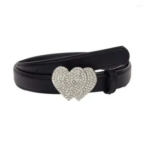 Ceintures Y166 Rock Bands PU Ceinture Jean Ceinture Et Rouleau Boucle Coeur Strass