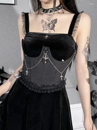 Riemen y2k bodycon zilveren ketting hanger Jezus kruis korset hiphop taille in vis bot lolita gordel paas e meisje kled