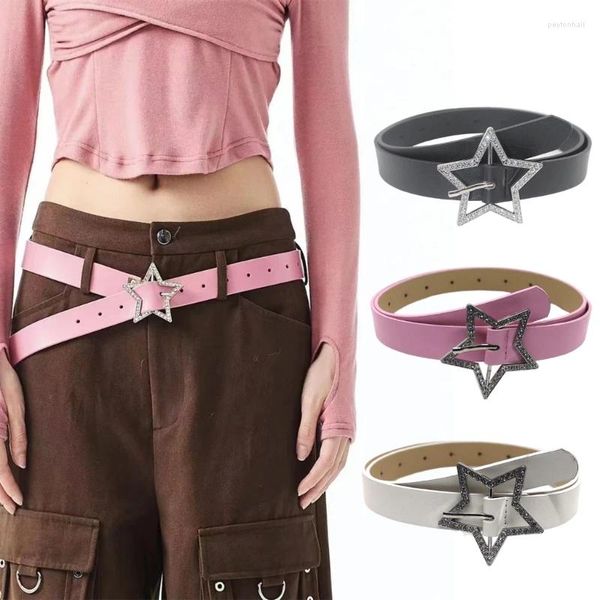 Ceintures Y2K Filles Hip Hop Taille Ceinture Western Cowboy Cowgirl Style Étoile Boucle PU Sangle Femmes Street Dance Jeans Pantalon Ceinture