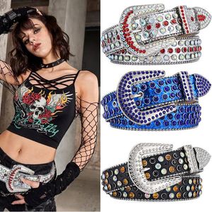 Ceintures Y2K strass ceinture pour femmes hommes cristal clouté concepteur ceinture Punk Bling Jeans rue mode ceinture