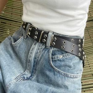 Ceintures Y2K Star Eye Rivet Ceinture Punk Creux Double Boucle Boucle Hommes Femmes Mode Pu En Cuir Ceinture Jeans Jupe Ceinture Accessoires