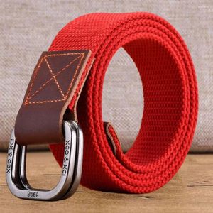 Riemen jeugdwagen tailleband jeugdige outdoor sport canvas riem voor mannen vrouwen dubbele ring gesp veelzijdige taille band jeans