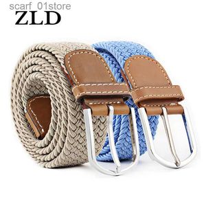 Cinturones ZLD 120-130cm Hebilla de punto casual Cinturón para hombres Cinturón tejido Lona Elástica Cinturones elásticos trenzados expandibles para mujeres JeansL231117