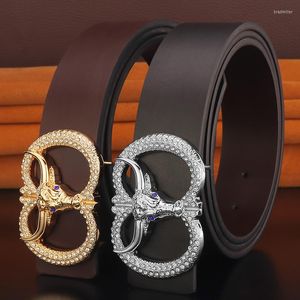 Ceintures Zodiac Tête De Bœuf Boucle De Ceinture En Alliage De Zinc Vente Lisse 3.8cm Accessoire Largeur Designer Hommes De Haute Qualité