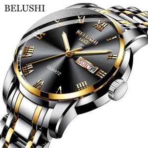 Belushi Top Brand Watch Men Roestvrij staal Business Date Clock Waterdichte Luminous Es Mens Luxury Sport Quartz Pols 220117 199Q