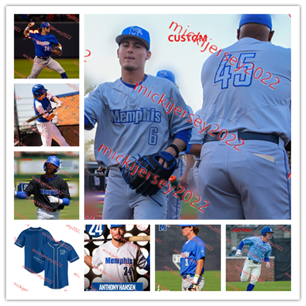 Ben Brooks Memphis Tigers Baseball Jersey Jacob Compton Zach Wilson Logan Kohler Blake Daniels Chris Swanberg Austin Baskin Memphis Jerseys Custom Stitched Mens