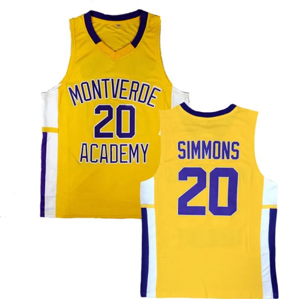 BEN SIMMONS # 20 LYCÉE Montverde Academy Eagles Maillots de basket-ball 100% Broderie Ed Jaune NCAA