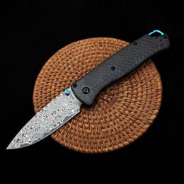 Carbon Fiber Handvat BM 535 Damascus Staal Blade Tactische Zakmes Outdoor Camping Survival Veiligheid Zakmessen EDC Tool