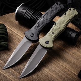 BM 9070SBK Claymore AUTO Couteau pliant 3,6 '' CPM-D2 Cobalt Noir Lame unie Ranger Poignées Grivory vertes Chasse en plein air Randonnée Outils de défense de poche 9071 15535 3300