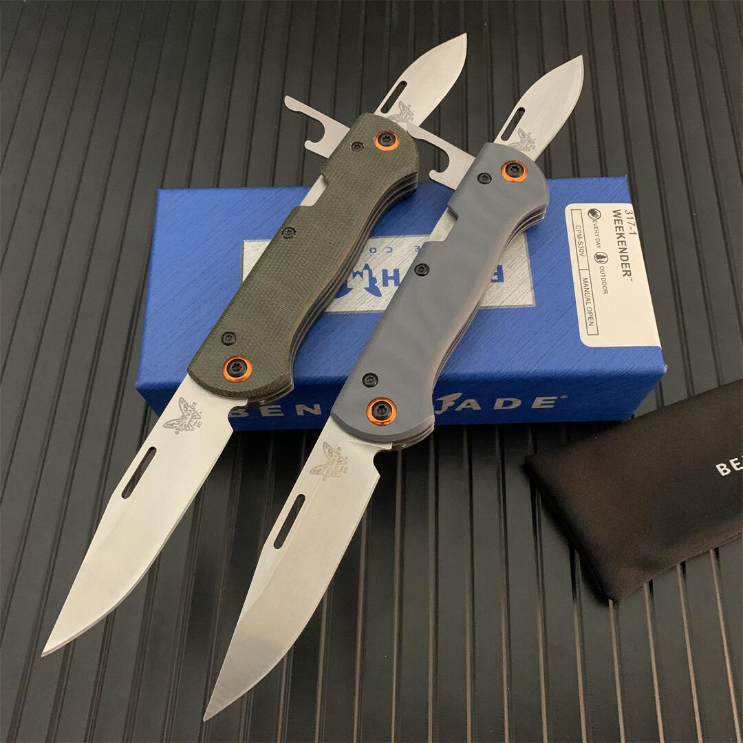 Benchmade 317 Weekender 2-Blade Slipjoint Folding Knife 2.97" Satin S30V Clip Point and Drop Point Blades G10/Micarta Handles - 317-1 371 Camping Hunting Knives tools