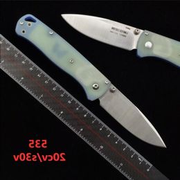 BENCHMADE EDC Mini cuchillo Bugout Camping 535S G10 Mango 20CV Hoja al aire libre BM810 535 C07 BM940 BM781 Cuchillos plegables BM 3300 C81 Rwrgu