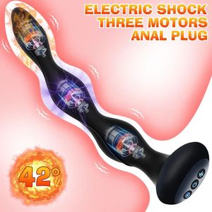 Buigbare elektrische schok anale plug verwarming prostaat massager kalk kont sex speelgoed voor paar mannen vrouwen homo volwassen 240412