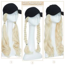 Capure de baseball synthétique Bénéhaire avec cheveux longs Faux Wavy Fake Hair Hat Wig Hair Extensions Chapeau avec cheveux Poiffeur à cheveux naturel pour femmes