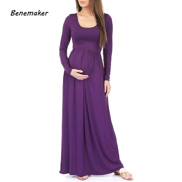 Benemaker robes de grossesse pour les femmes de maternité robe d'allaitement alimentation femme sexy vêtements à manches longues pour le tournage photo YC010 LJ201123