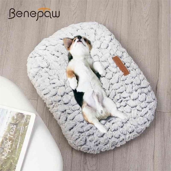 Benepaw Automne Hiver Chaud Chien Lit Doux Confortable Épais En Peluche Antidérapant Chiot Pet Tapis Coussin Pour Petits Moyens Grands Chiens Chats 210401