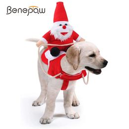 Benepaw perro Papá Noel montando disfraz de Navidad divertido mascota vaquero jinete caballo traje cachorro gatos ropa fiesta ropa 240226