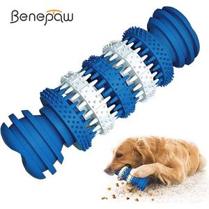 Benepaw Duurzaam Hond Speelgoed Voor Agressieve Chewers Flexibele Veilige Natuurlijke Rubber Chew Puppy Kleine Grote Honden Pet Toothbrush 211111