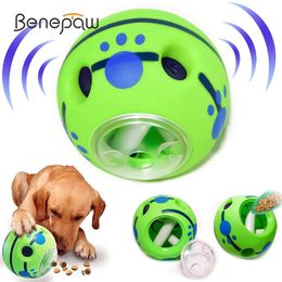 Benepaw interactif chien jouets distribution de nourriture traiter animal de compagnie rire balle sûr chien grinçant chiot Puzzle jouet pour petit moyen grand chien 240125