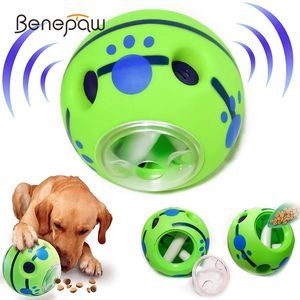 Benepaw, juguetes interactivos para perros, dispensación de alimentos, golosina para mascotas, bola de risa, juguete seguro para perros, rompecabezas para cachorros chirriantes para perros pequeños, medianos y grandes 240118
