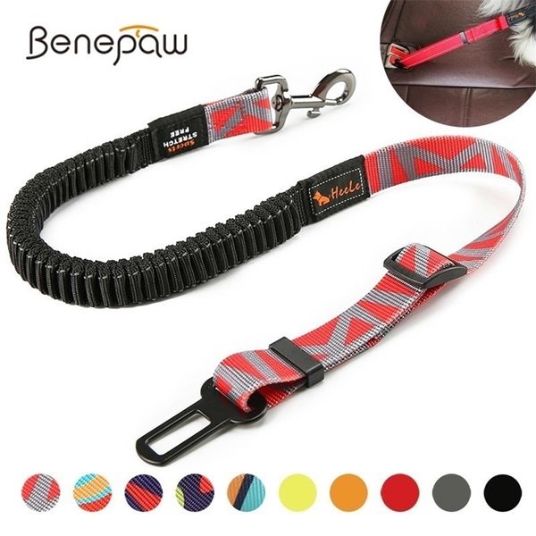 Benepaw Premium Durable Dog Ceinture de sécurité de voiture Mode réglable Heavy Duty Sécurité pour animaux de compagnie Élastique pour accessoires de véhicule 211022