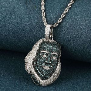 Benjamin Franklin portret rapper stijl ster haute couture iced out vvs blauwe moissaniet email hanger