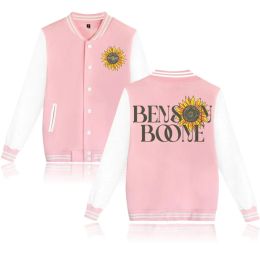 Benson Boone Merch Baseball Uniform Fleece Jacket Women Men Streetwear Hip Hop Lange Mouw Pink Hoodie Sweatshirts