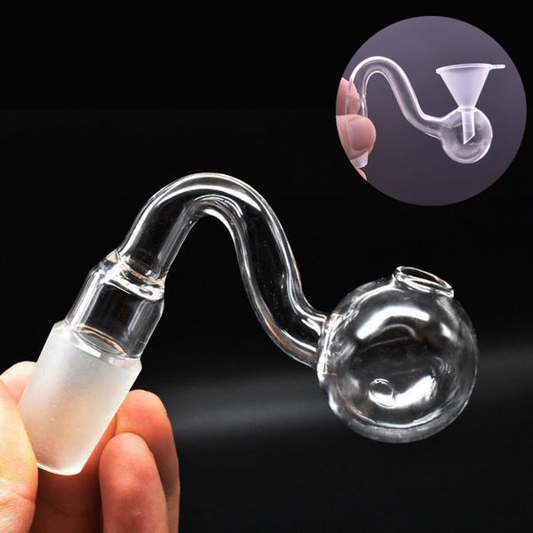 Tuyau de brûleur à huile en verre plié 10 mm 14 mm 18 mm mâle de bulle mâle Adaptateur de clou pour les accessoires de narguilé de gréement de gréement de tampon avec un entonnoir