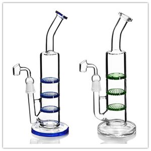 Bent Neck Bong Spiral Triple Fliter Perc Glass Water Bongs Dab Rigs Percolater Dab Rig Pipe Recycler Banger Fumer Narguilé