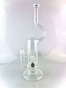 Gebogen nek geheime witte bong Rookpijpen 18 inch hoog 18 mm verbinding 2 inline percs tot inv 4 splash voeg 1 knikker toe