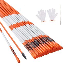 BENTISM Paquet de 50 marqueurs d'allée de 48 po Piquets de chasse-neige orange Tige en fibre de verre de 0,4 po