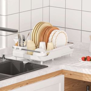 BENTISM Escurreplatos Escurridor Extensible Soporte para Utensilios de Cocina de Acero Inoxidable