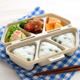 Bento-dozen 1 stuk van drie-rooster driehoekige rijst en groenteblokkastvorm Q240427