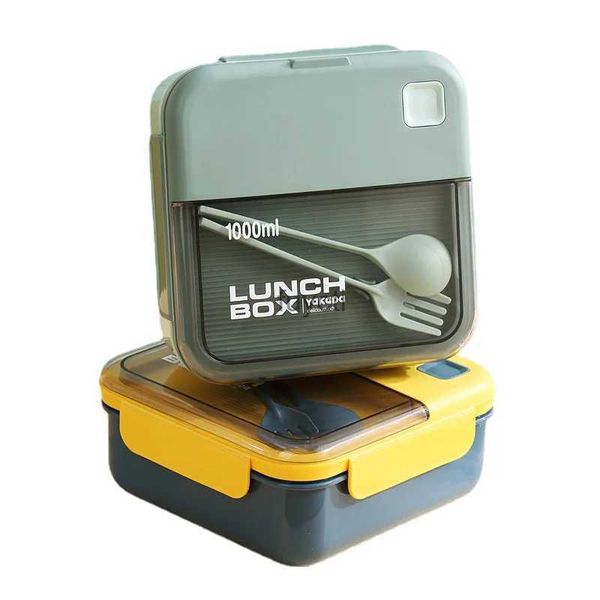 Boîtes à bento 1L/1.1L boîte à déjeuner boîte à Bento en plastique boîte à déjeuner pour bureau école Portable petit déjeuner pique-nique conteneur repas préparation couverts vaisselle YQ240105