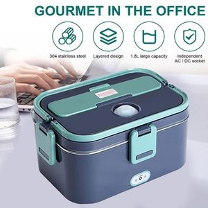 Bento Boxes Boîte à déjeuner électrique domestique 2 en 1, boîte à bento chauffante en acier inoxydable 12V 24V 110V 220V, ensemble de récipients chauffants alimentaires 230407