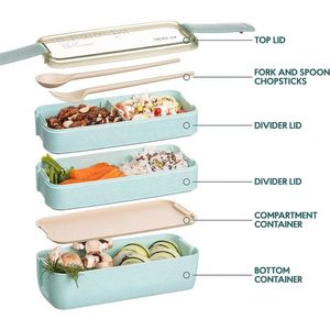 Boîtes à bento Boîte à lunch à 3 couches Boîte à lunch matériaux sains pour enfants Bento Boîte micro-ondes en toute sécurité Conteneur de nourriture avec poignée livraison gratuite 900 ml