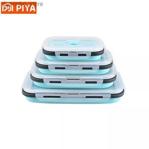Bento Boîtes 4 Pices / Set Silicone Rectangle Boîte à lunch Boîte Bento Boîte Bento Portable Pliage Food Container Food Storage Bol L49