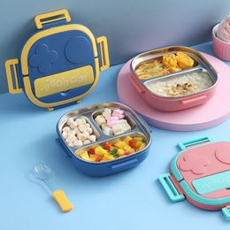 Bento -dozen 500 ml Roestvrij staal Bento Box Geïsoleerde lunchbox voor kinderen Toddler Girls metalen porties secties lekkendichte lunchcontainer Box 230515