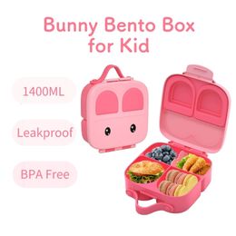 Bento Boxes Bunny Box for Kids Kinderen Student School met verwijderbare scheidingswand Fiambrera Infantil BPA-vrij Lekvrij Peuters 230621