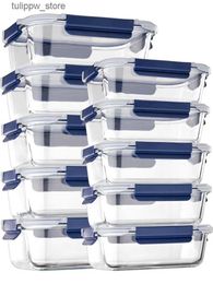 Boîtes à Bento coccot 10 paquets de récipients de stockage des aliments en verre sans BPA-boîtes à Bento hermétiques pour la préparation des repas avec couvercles L240307