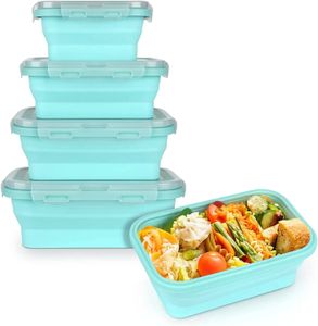 Bento Boxes Fiambrera plegable de silicona Bento Boxes Contenedor de preparación de comidas para cocina, microondas, congelador y lavavajillas, juego de 4 231013