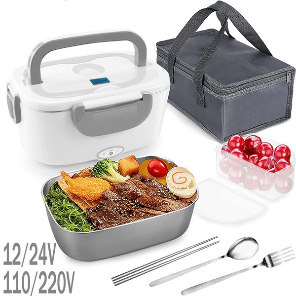 Boîtes à bento Boîte à lunch électrique pique-nique scolaire en acier inoxydable 220V 110V 24V 12V chauffe-aliments chauffé camion conteneur chauffé prise EU US 230407