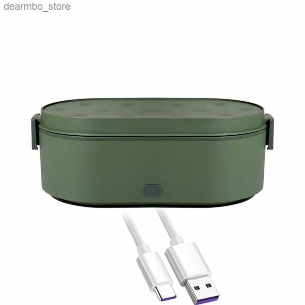 Bento boîtes électriques mini boîte à lunch USB Charging Food Ficheter Container Car Home Travel Portable Rice Cooker Warmer en acier inoxydable Bento L49
