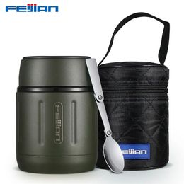 Bento Dozen FEIJIAN 500ml Voedsel Thermoskan 316 Roestvrij Staal Vacuüm Geïsoleerde Pot Met Lepel Kids Lunchbox 231019