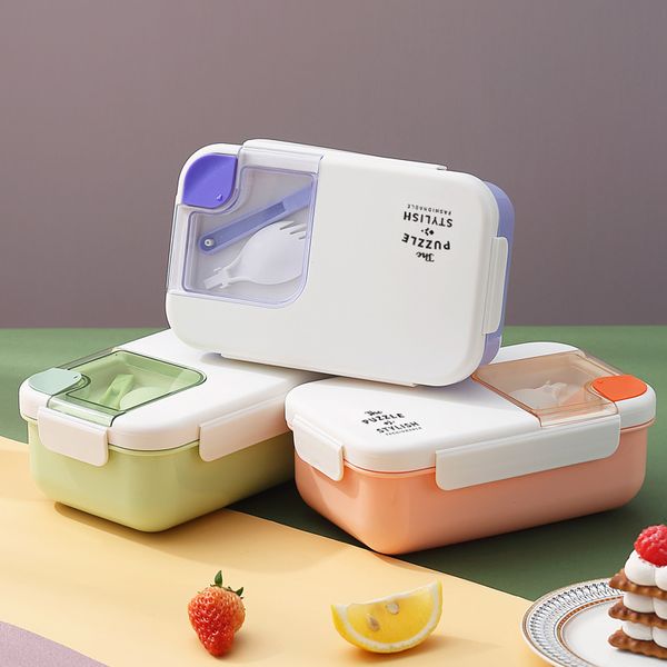 Bento Boxes INS Trendy Jigsaw Microwaveable Plastic Lunch Box Rectangle Student Bento Box for Office Workers Adults Lunch Box 230515