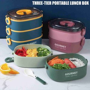 Bento-dozen Lunchbox 2000 ml 3-laags stapelbare Bento-koffer Verzegelde maaltijdbox voor thuiskantoor School Magnetronveilig Draagbare voedselcontainer YQ240105